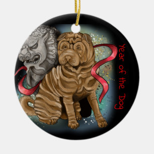 Chinees Zodiac-jaar van de hond Keramisch Ornament