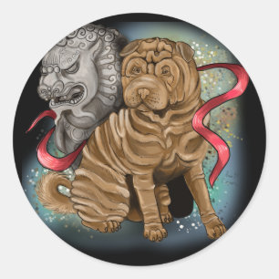 Chinees Zodiac-jaar van de hond Ronde Sticker