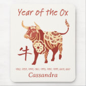 Chinees Zodiac Jaar van de os Dier Teken Muismat (Voorkant)