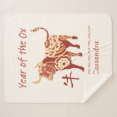 Chinees Zodiac Jaar van de os Dier Teken Sherpa Deken (Voorkant (horizontaal))