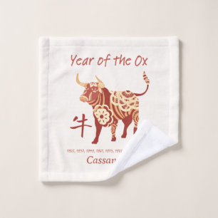 Chinees Zodiac Jaar van de os Dier Teken Washandje