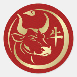 Chinees Zodiac Jaar van de Ox 2021 Ronde Sticker