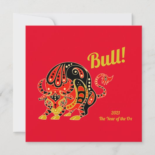 Chinees Zodiac - Jaar van de Ox Kaart (Voorkant)