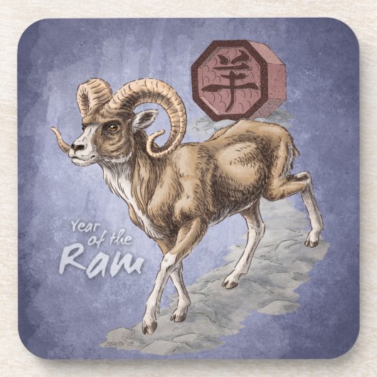 Chinees Zodiac-jaar van de Ram Art Onderzetter (Voorkant)