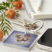 Chinees Zodiac-jaar van de Ram Art Sleutelhanger (Voorkant Rechts)