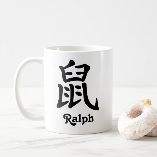 Chinees Zodiac-jaar van de Rat Add Name Koffiemok (Met donut)