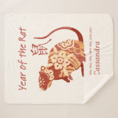 Chinees Zodiac Jaar van de Rat Dier Teken Sherpa Deken (Voorkant (horizontaal))