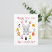 Chinees Zodiac-jaar van de Rat Feestdagenkaart (Staand voorkant)