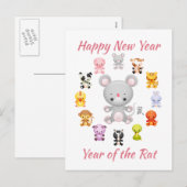 Chinees Zodiac-jaar van de Rat Feestdagenkaart (Voorkant / Achterkant)