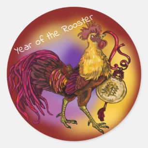 Chinees Zodiac-jaar van de rooster Ronde Sticker