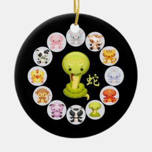 Chinees Zodiac-jaar van de slang Keramisch Ornament