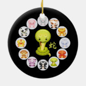 Chinees Zodiac-jaar van de slang Keramisch Ornament (Achterkant)