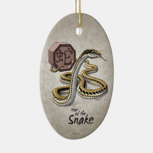Chinees Zodiac-jaar van de slangenkunst Keramisch Ornament (Rechts)