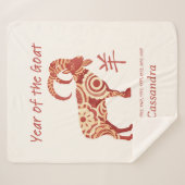 Chinees Zodiac Jaar van het Geitendier Teken Sherpa Deken (Voorkant (horizontaal))