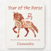 Chinees Zodiac Jaar van het Paard Dier Teken Muismat (Voorkant)