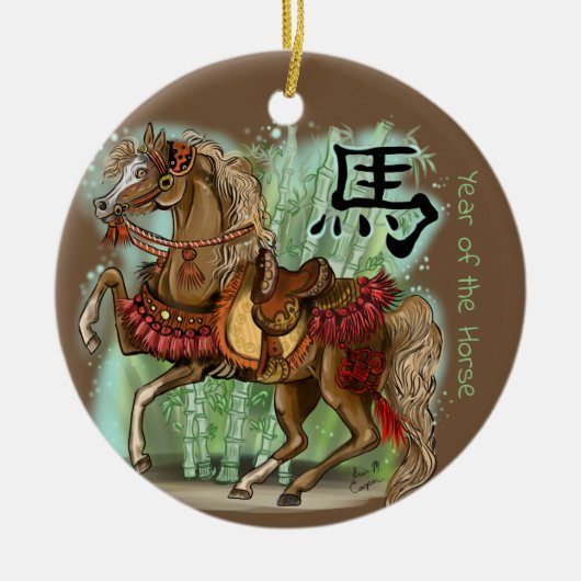 Chinees Zodiac-jaar van het paard Keramisch Ornament (Voorkant)