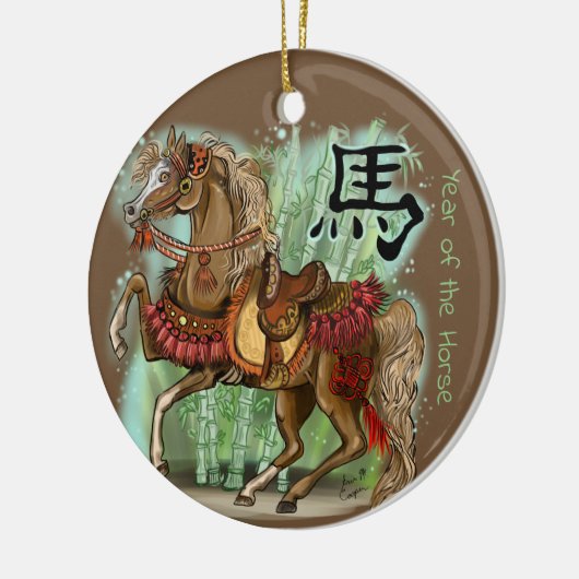 Chinees Zodiac-jaar van het paard Keramisch Ornament (Links)