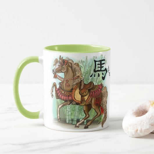 Chinees Zodiac-jaar van het paard Mok (Met donut)