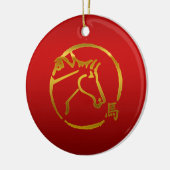 Chinees Zodiac-jaar van het paardenbord Keramisch Ornament (Links)