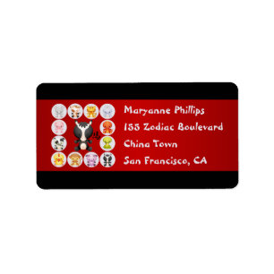 Chinees Zodiac-jaar van het paardenrood en zwart Etiket