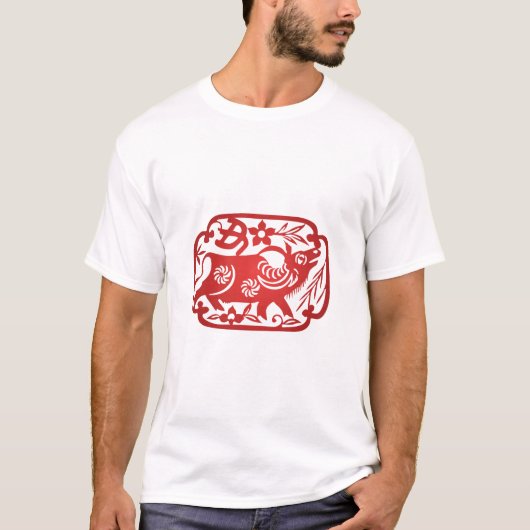 Chinees Zodiac Ox papier snijden T-shirt (Voorkant)