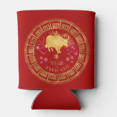 Chinees Zodiac Ox Red/Gold ID542 Blikjeskoeler (Achterkant)