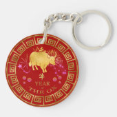 Chinees Zodiac Ox Red/Gold ID542 Sleutelhanger (Achterkant)