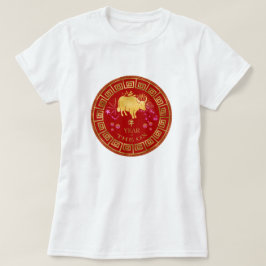 Chinees Zodiac Ox Red/Gold ID542 T-shirt