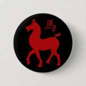 Chinees Zodiac-paard Ronde Button 5,7 Cm (Voorkant)
