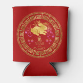 Chinees Zodiac Rabbit Red/Gold ID542 Blikjeskoeler (Voorkant)