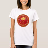 Chinees Zodiac Rabbit Red/Gold ID542 T-shirt (Voorkant)