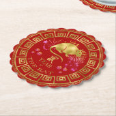 Chinees Zodiac Rat Red/Gold ID542 Kartonnen Onderzetters (Gekanteld)
