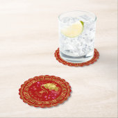 Chinees Zodiac Rat Red/Gold ID542 Kartonnen Onderzetters (Insitu)