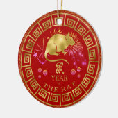 Chinees Zodiac Rat Red/Gold ID542 Keramisch Ornament (Links)