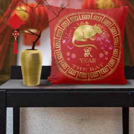 Chinees Zodiac Rat Red/Gold ID542 Kussen