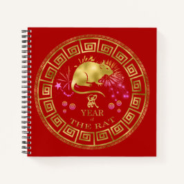 Chinees Zodiac Rat Red/Gold ID542 Notitieboek