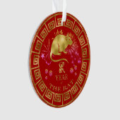 Chinees Zodiac Rat Red/Gold ID542 Ornament (voorkant)