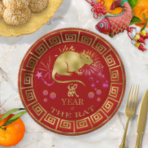 Chinees Zodiac Rat Red/Gold ID542