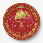 Chinees Zodiac Rat Red/Gold ID542 Papieren Bordje (Voorkant)