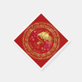 Chinees Zodiac Rat Red/Gold ID542 Servet (Hoek)