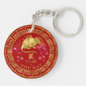 Chinees Zodiac Rat Red/Gold ID542 Sleutelhanger (Achterkant)