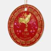 Chinees Zodiac Rooster Red/Gold ID542 Keramisch Ornament (Links)
