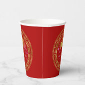Chinees Zodiac Rooster Red/Gold ID542 Papieren Bekers (Rechts)