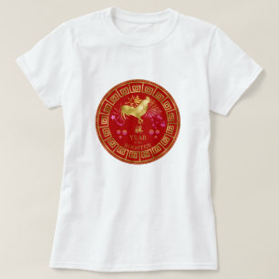 Chinees Zodiac Rooster Red/Gold ID542 T-shirt