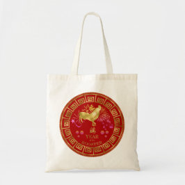 Chinees Zodiac Rooster Red/Gold ID542 Tote Bag