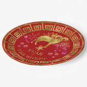 Chinees Zodiac Sheep Red/Gold ID542 Papieren Bordje (Gekanteld)