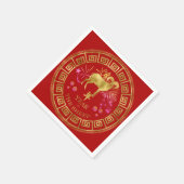 Chinees Zodiac Sheep Red/Gold ID542 Servet (Hoek)