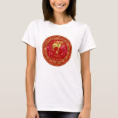 Chinees Zodiac Sheep Red/Gold ID542 T-shirt (Voorkant)