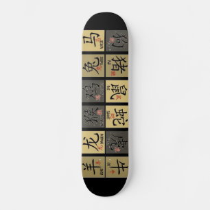 Chinees Zodiac Signs Skateboard (zwart)