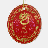 Chinees Zodiac Snake Red/Gold ID542 Keramisch Ornament (Links)